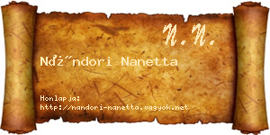 Nándori Nanetta névjegykártya